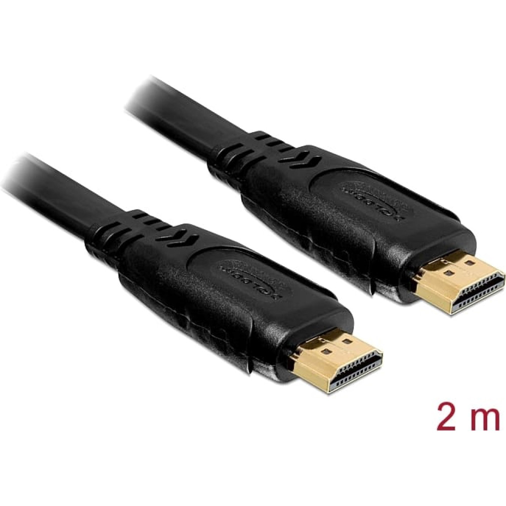Delock Cable High Speed HDMI with Ethernet – HDMI A male > HDMI A male flat 2 m