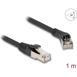 Delock RJ45 Network Cable Cat.8.1 S/FTP plug 45° right angled to plug straight up to 40 Gbps 1 m black