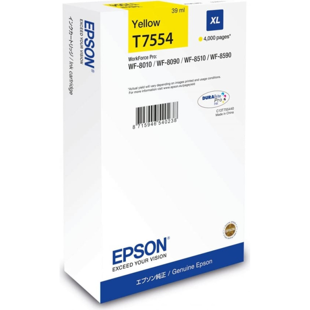 Epson C13T75544N tintes kārtridžs 1 pcs Oriģināls Augsta (XL) produktivitāte Dzeltens