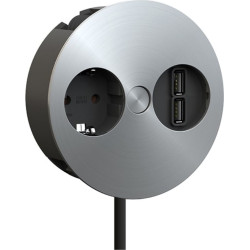 Bachmann TWIST 1x earthing contact, Wire end ferrules, USB charger, earthing contact mounting plug, Stainless steel, 2 m