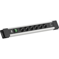 Bachmann CONNECTUS 6xCEE7/3, 1xSchalter 1xUSB A/C 22W 2,0m CEE7/7 Grau