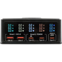Exsys EX-1106 Multiport High Power Charger mit QI 15W und USB-C PD mit max. 160W