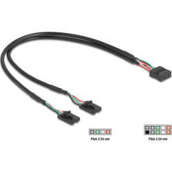 Delock Cable USB 2.0 pin header female 2.54 mm 10 pin to 2 x USB 2.0 pin header female 2.54 mm 4 pin 30 cm
