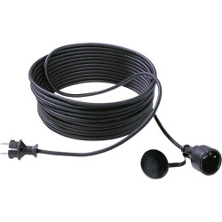 Bachmann Extension 3G1,5mm² black, 1m, H07RR-F Rubber earthing contact, black, 10 m