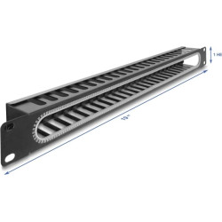 Delock 19″ 1U Cable Management Routing Panel with opening and edge protection black