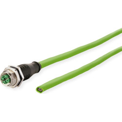 Metz Connect M12 Industrial Ethernet cable, X-coded, M12 jack straight - free line end, PUR, 1 m
