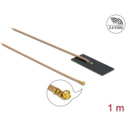 Delock WLAN 802.11 ac/ax/a/h/b/g/n Antenna I-PEX Inc., MHF® I plug 0.5 - 1.2 dBi RG-178 1 m PCB internal self adhesive