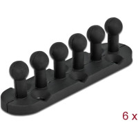 Delock Cable Holder with 5 feed-throughs self-adhesive / screwable 6 pieces black