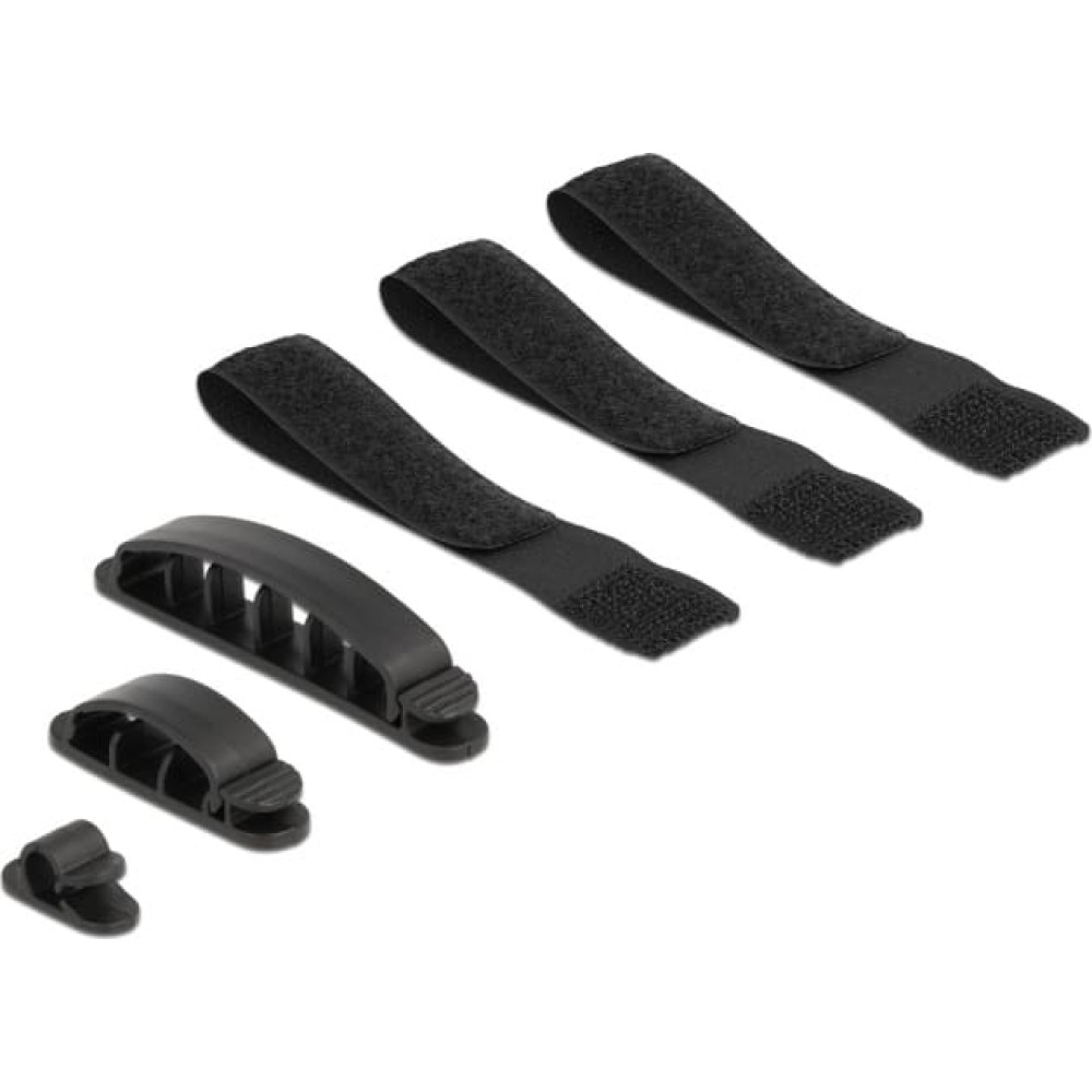 Delock Cable holder and hook-and-loop tape set 6 pieces