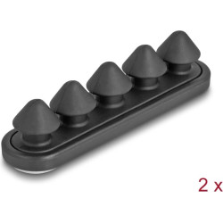 Delock Cable holder with 5 feed-throughs self-adhesive black set 2 pieces