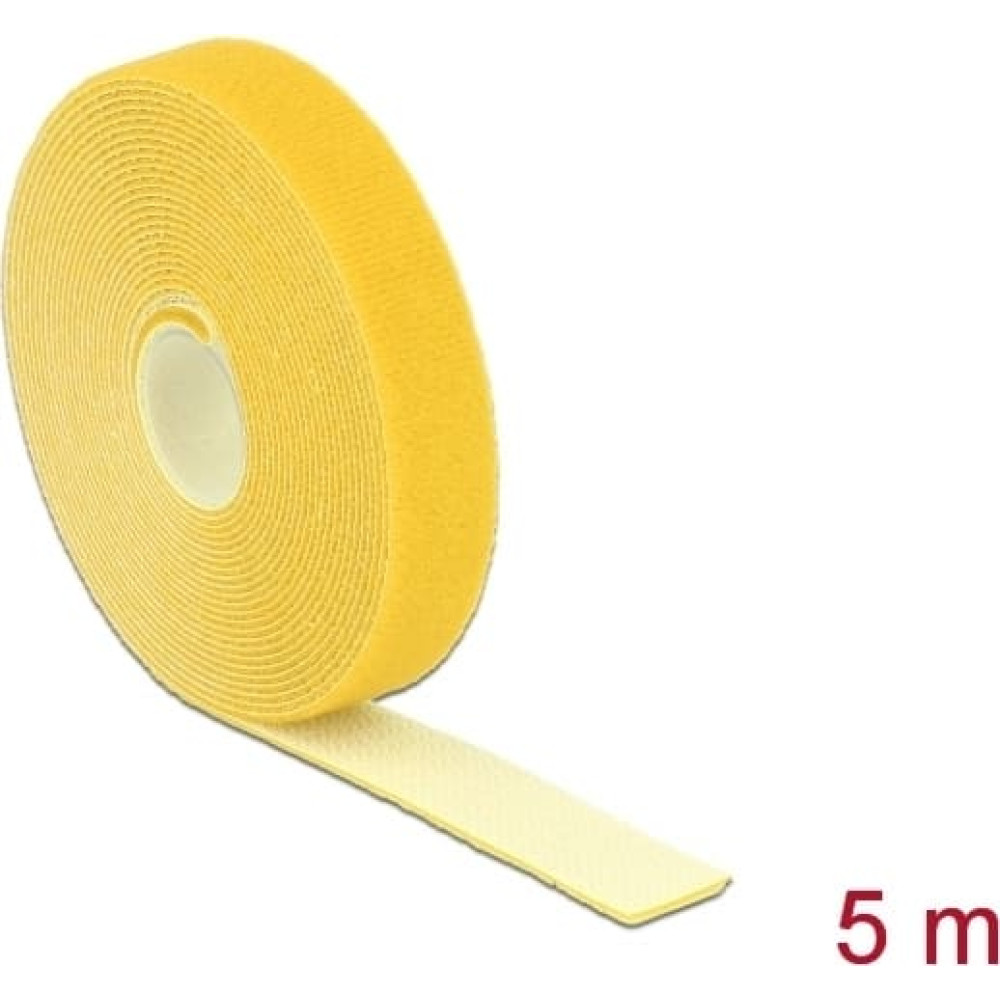 Delock Hook-and-loop tape on roll L 5 m x W 20 mm yellow