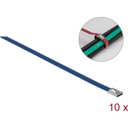 Delock Stainless Steel Cable Ties L 300 x W 7.9 mm blue 10 pieces
