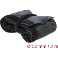 Delock Braided Sleeving with Hook-and-Loop Fastener 2 m x 32 mm black