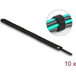 Delock Hook-and-loop cable tie L 200 x W 12 mm black 10 pieces