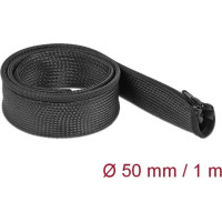 Delock Braided Sleeve with zip fastener heat-resistant 1 m x 50 mm black