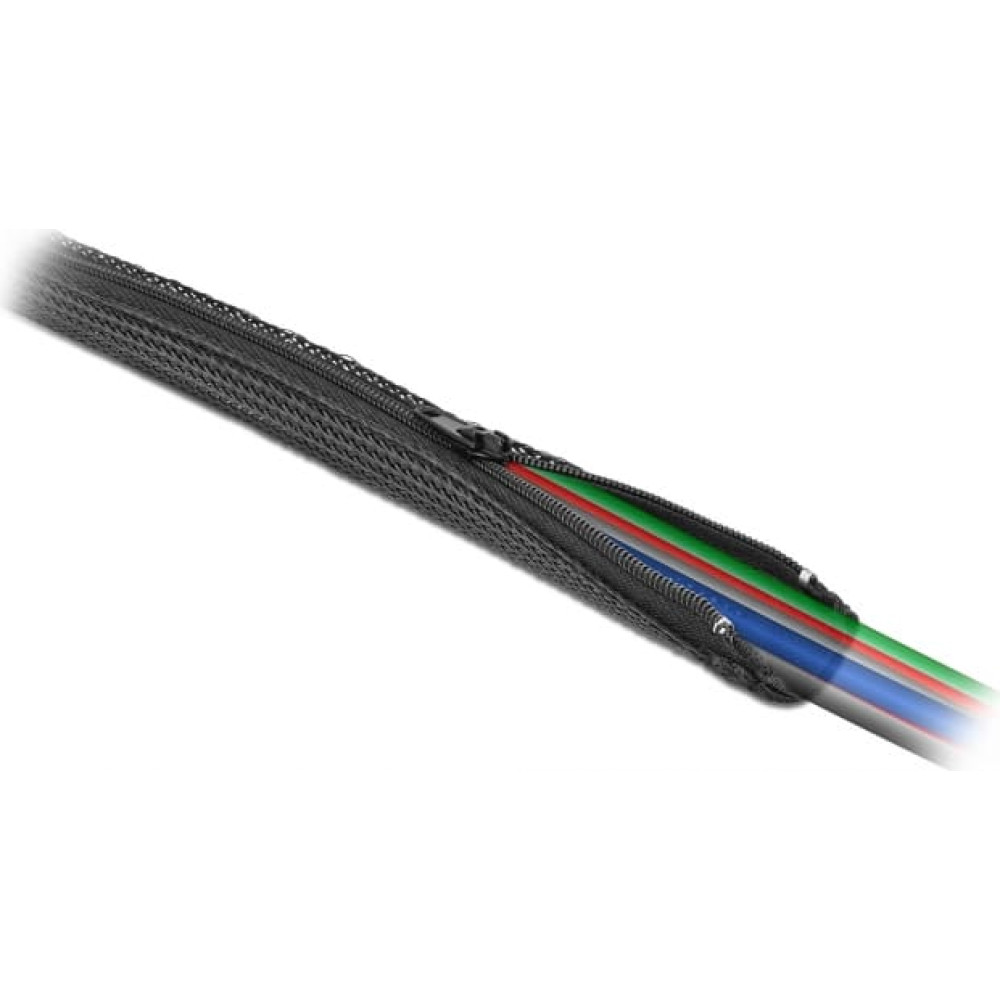 Delock Braided Sleeve with zip fastener heat-resistant 1 m x 50 mm black