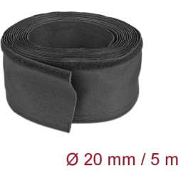 Delock Woven Sleeve with Hook-and-Loop Fastener heat-resistant 5 m x 20 mm black