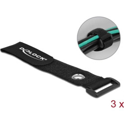 Delock Hook-and-loop cable tie with Loop and Fastening Eyelet L 280 x W 38 mm black 3 pieces