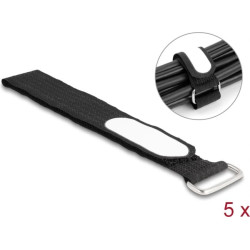 Delock Hook-and-loop cable tie with loop and label tap L 305 x W 25 mm black 5 pieces
