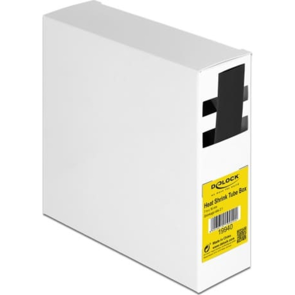 Delock Heat shrink tube box, Shrinkage ratio 2:1, 7 m x 16 mm black