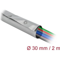 Delock Cable protection sleeve with snap button fastener heat-resistant 2 m x 30 mm grey / black