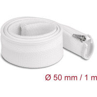 Delock Braided Sleeve with zip fastener heat-resistant 1 m x 50 mm white