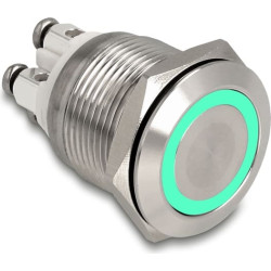 Delock Push Button for Installation 19 mm 4 x Screw Terminal LED green