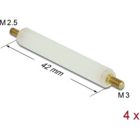 Delock Standoff M2.5 x M3, hexagon, outside / outside, 42 mm natural 4 pcs