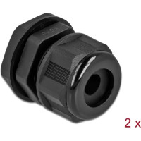 Delock Cable Gland PG16 for round cable black 2 pieces