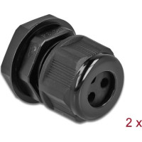Delock Cable Gland PG13.5 for round cable with three cable entries black 2 pieces