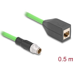 Delock M12 Cable X-coded 8 pin male to RJ45 female PUR (TPU) 0.5 m