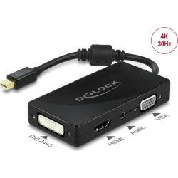 Delock Mini DisplayPort 1.2 Adapter to VGA / HDMI / DVI / Audio female 4K Passive black