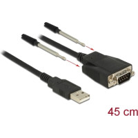 Delock Adapter USB 2.0 Type-A male > 1 x Serial RS-232 DB9 male with screws and nuts ESD protection