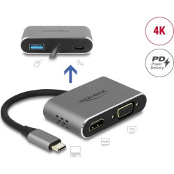 Delock USB Type-C™ Adapter to HDMI and VGA with USB 3.2 Port and PD