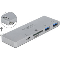 Delock 3 Port Hub and 2 Slot Card Reader for MacBook with PD 3.0 and retractable USB Type-C™ Connection