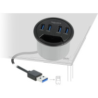 Delock 4 Port In-Desk Hub with 4 x SuperSpeed USB Type-A Port
