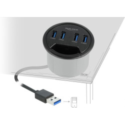 Delock 4 Port In-Desk Hub with 4 x SuperSpeed USB Type-A Port