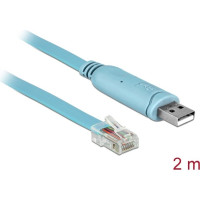 Seriālais kabelis USB2.0 > Serial RS232 RJ45, 2.0m, zils, Delock