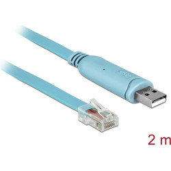 Delock Adapter USB 2.0 Type-A male > 1 x Serial RS-232 RJ45 male 2.0 m blue