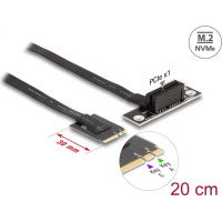 Delock M.2 Key A+E to PCIe x1 NVMe Adapter angled with 20 cm cable