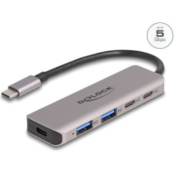 Delock USB 5 Gbps 2 Port USB Type-C™ and 2 Port Type-A Hub with USB Type-C™ connector