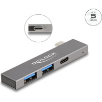 Delock 3 Port Slim USB Hub with USB Type-C™ to 1 x USB 5 Gbps USB Type-C™ + 2 x USB 5 Gbps Type-A
