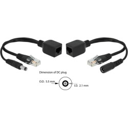 Delock Passive PoE Adapter Set RJ45 DC 5.5 x 2.1 mm