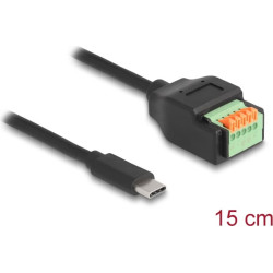 Delock USB 2.0 Cable USB Type-C™ male to Terminal Block Adapter with push button 15 cm