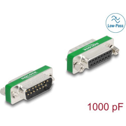 Delock RF/EMI Interference Suppression Filter D-Sub 15 pin male to female with low-pass filter capacitive