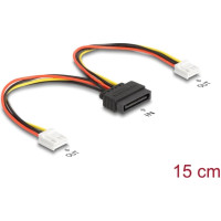Delock SATA Power Cable 15 pin plug to 2 x Floppy 4 pin female 15 cm
