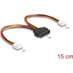 Delock SATA Power Cable 15 pin plug to 2 x Floppy 4 pin female 15 cm