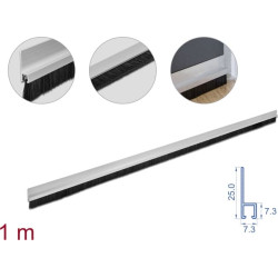 Delock Brush strip 20 mm with aluminium profile straight - length 1 m