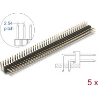 Delock Pin header 40 pin, pitch 2.54 mm, 2-row, angled, 5 pieces