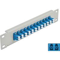 Delock 10″ Fiber Optic Patch Panel 12 Port LC Duplex blue 1U grey
